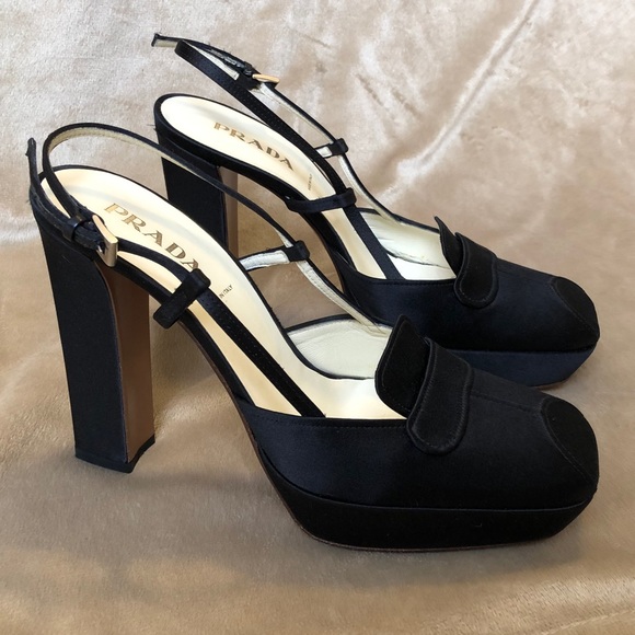 PRADA Satin Slingback Pumps (1” Platform) 38/US 8 - Picture 1 of 9